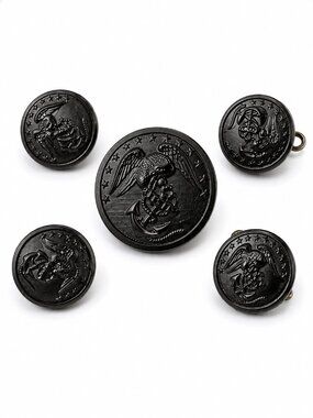 Vintage U.S. Marine Crops Buttons 5 Piece Set
